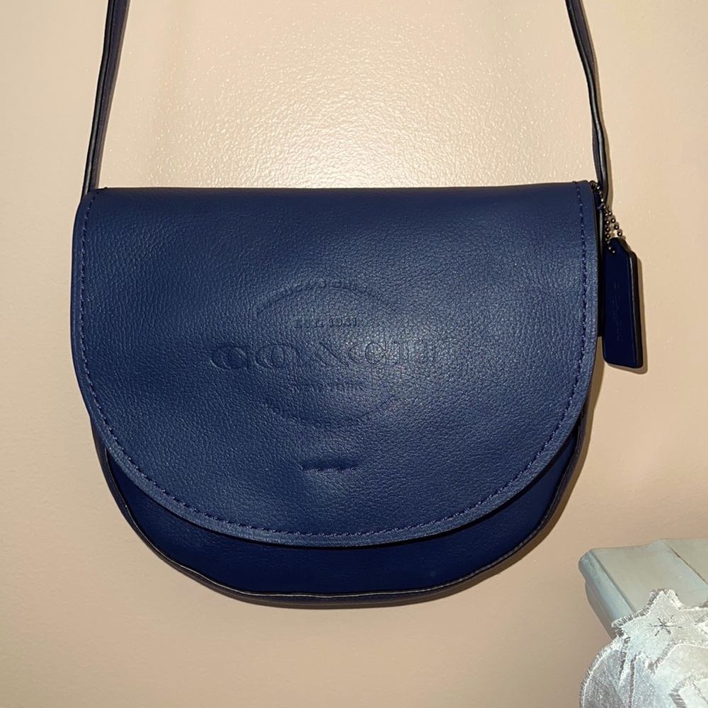 Navy Blue Coach Hudson Crossbody Saddlebag F59723